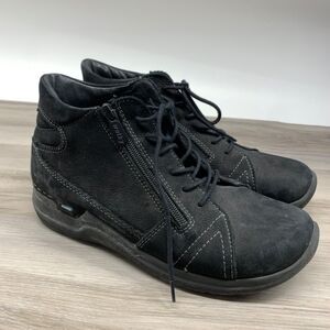 Wolky Womens WHY Safari Black Nubuck Leather Zip Ankle Boots Sz 39 / US 8